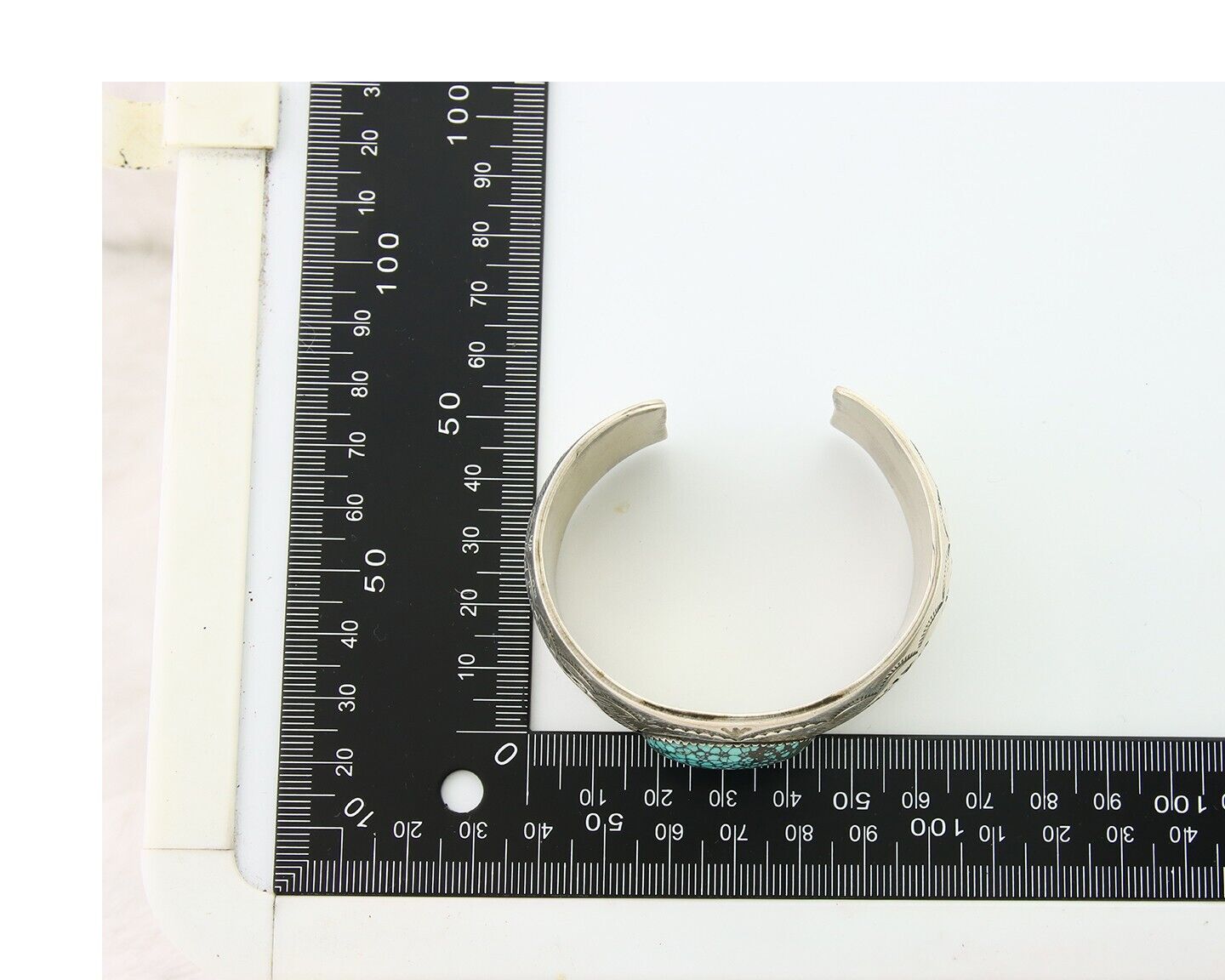 Navajo Bracelet 925 Silver Mine 8 Turquoise Cuff Native American Artist C.80's