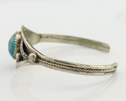 Navajo Bracelet 925 Silver Kingman Turquoise Native American Artist C.80's