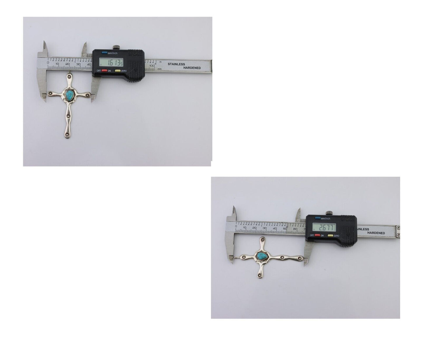 Navajo Cross Pendant 925 Silver Turquoise Hand Stamped Native American C.80's