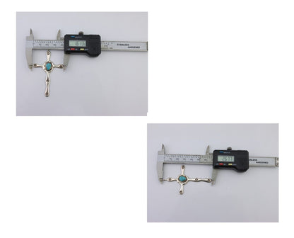 Navajo Cross Pendant 925 Silver Turquoise Hand Stamped Native American C.80's