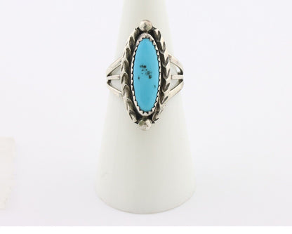 Navajo Ring .925 Silver Sleeping Beauty Turquoise Signed SkyStone Creations C80s
