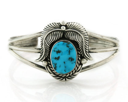 Navajo Cuff Bracelet 925 Sterling Silver Turquoise Vintage Signed MLS