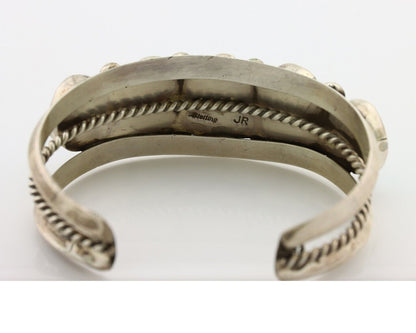 Navajo Bracelet 925 Silver Nugget Sleeping Beauty Turquoise Artist Signed JR C80