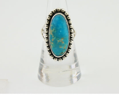 Navajo Shield Ring 925 Silver Arizona Turquoise Native Artist C.80's