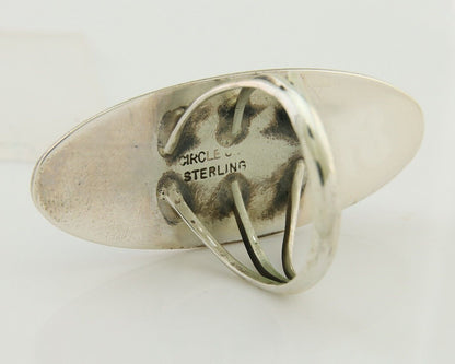 Navajo Handmade Ring 925 Silver Coral & Turquoise Signed Circle JW C.80's