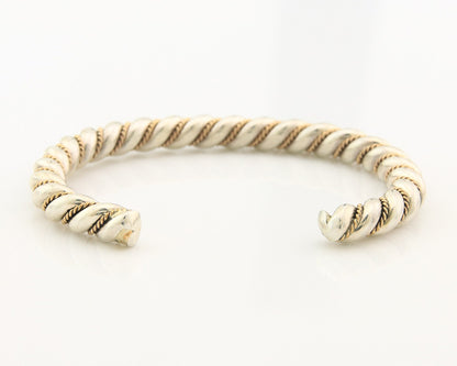 Navajo Twist Bracelet Sterling Silver Gold Authentic Vintage Native Artist 6mm