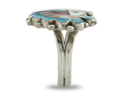 Vintage Zuni Ring 925 Sterling Silver Natural Gemstone Size 6.25