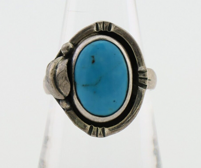 Navajo Handmade Ring 925 Silver Blue Turquoise Artist Signed RL C.80's