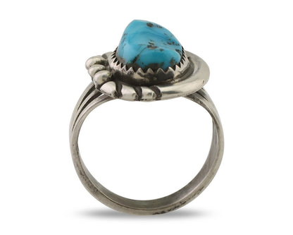 Navajo Ring 925 Silver Sleeping Beauty Turquoise Native American Artist C.80's