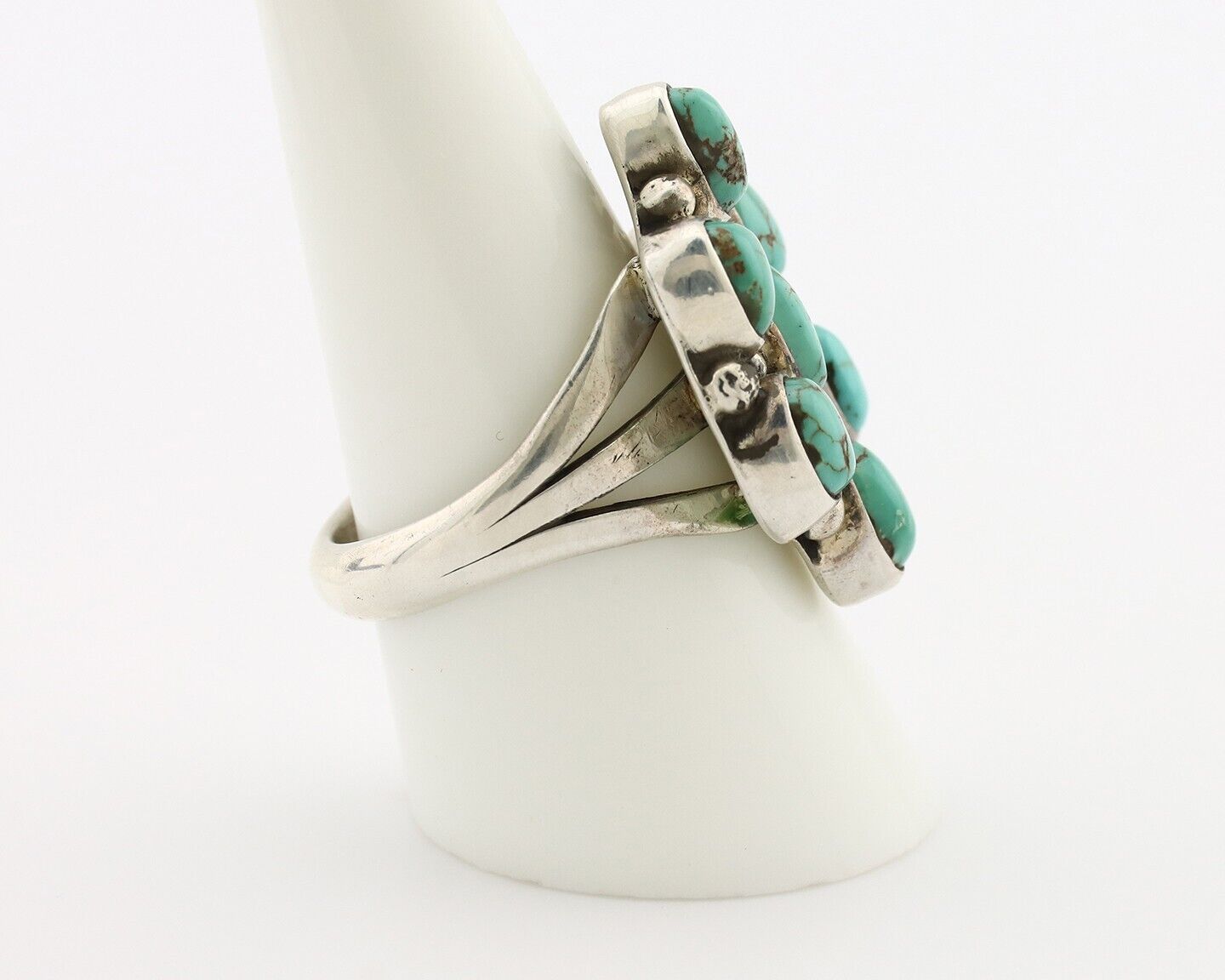 Navajo Ring 925 Silver Spiderweb Turquoise Artist Signed LP C.80's