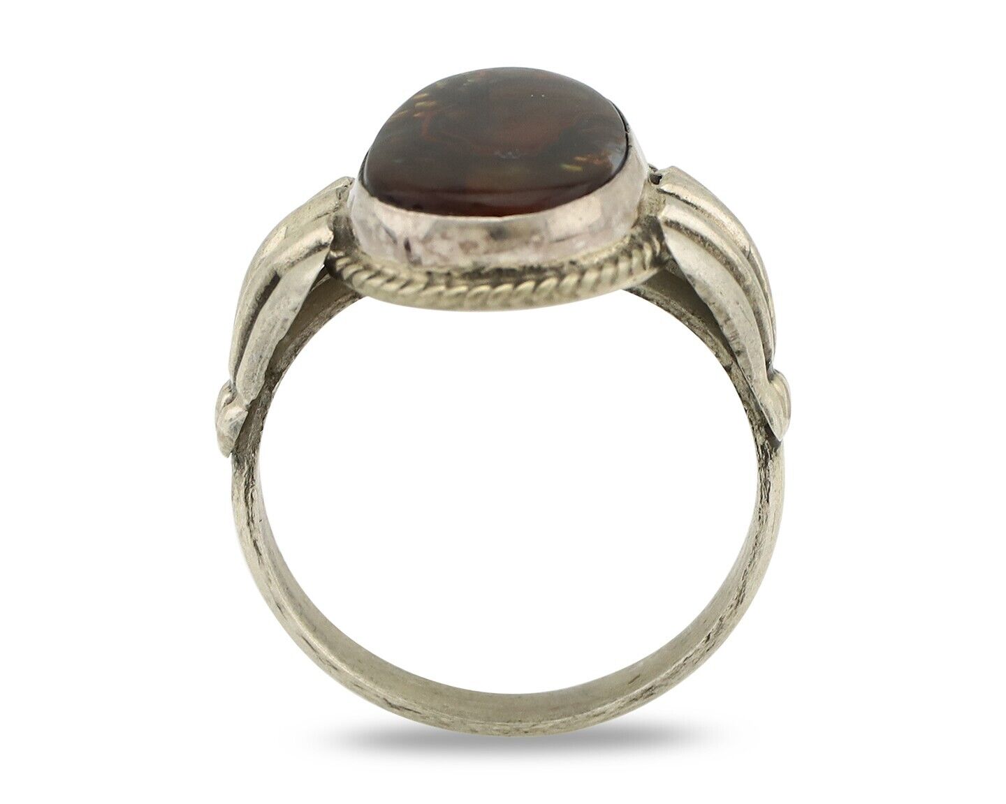 Navajo Handmade Ring 925 Silver Natural High Grade Fire Opal Native Artist C.80s