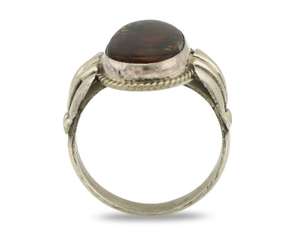 Navajo Handmade Ring 925 Silver Natural High Grade Fire Opal Native Artist C.80s