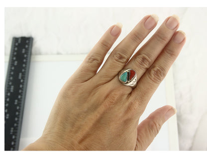 Vintage Navajo Ring 925 Sterling Silver Natural Gemstone Authentic Size 7.75