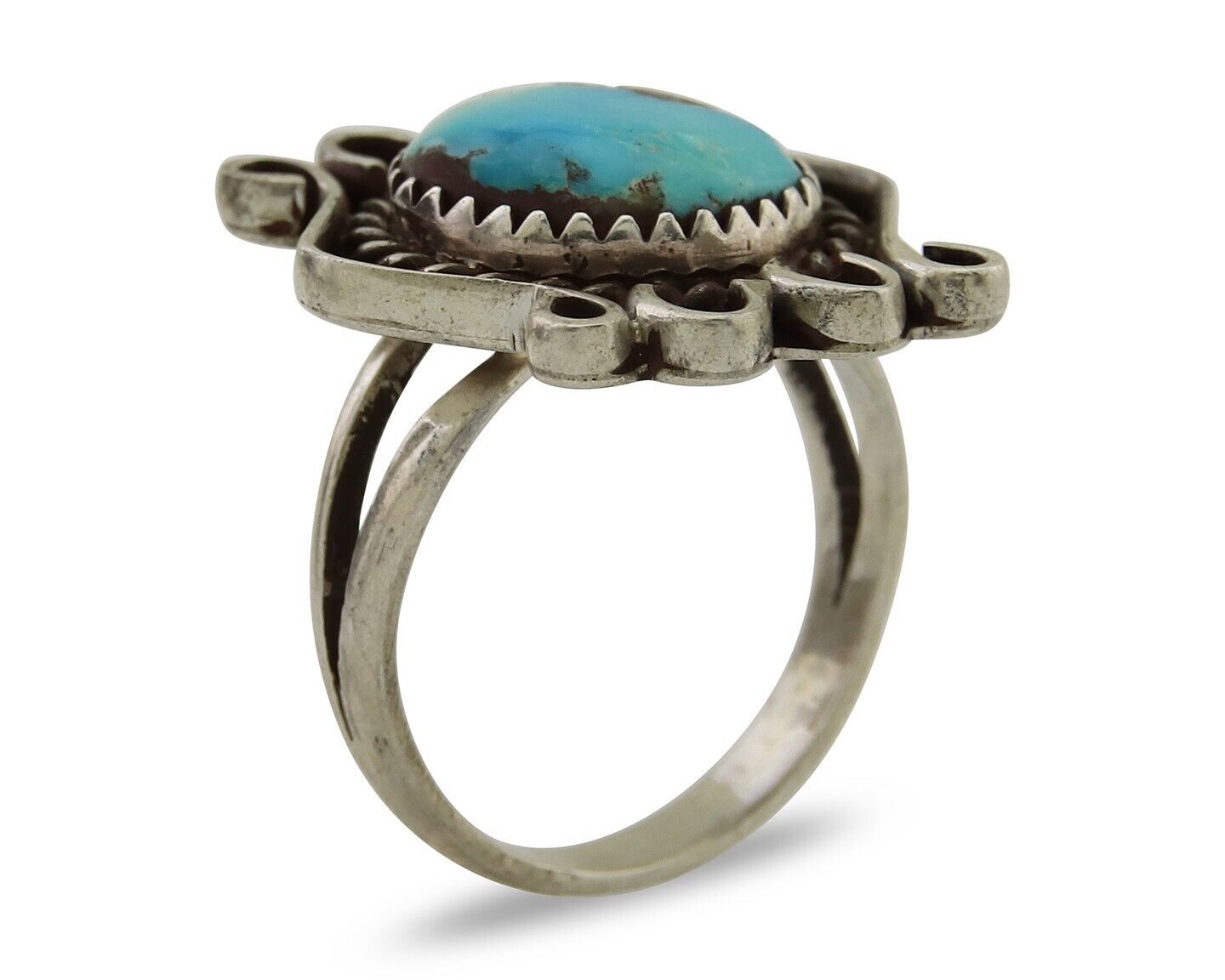 Navajo Handmade Ring 925 Silver Natural Arizona Turquoise Artist C.80's