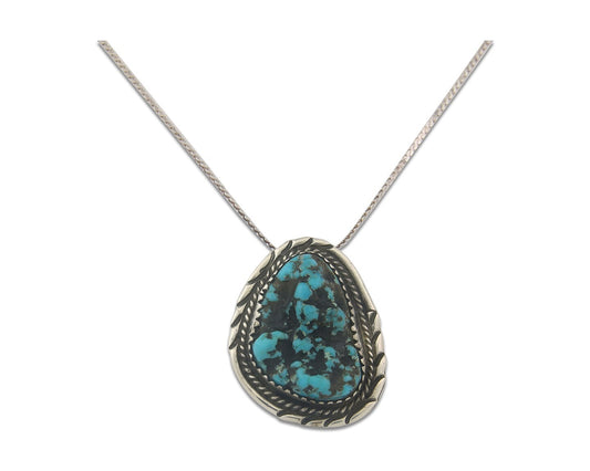 Navajo Sterling silver Necklace Turquosie Authentic Vintage Native American