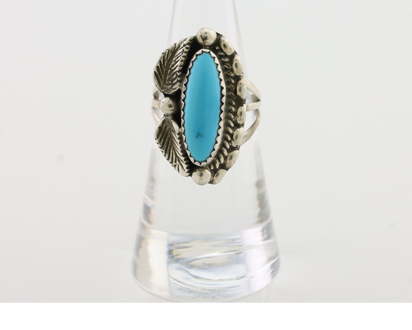 Navajo Ring 925 Silver Kingman Turquoise Artist Signed SC Size 6.0 C.80's