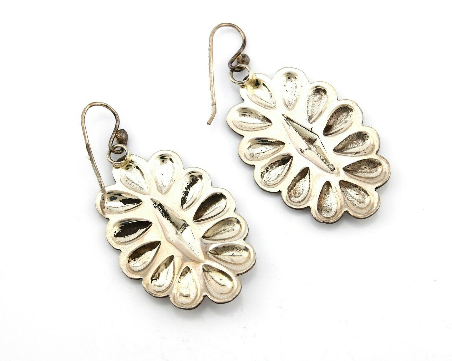 Navajo .925 SOLID Silver Shield J Hook Drop Dangle Earrings