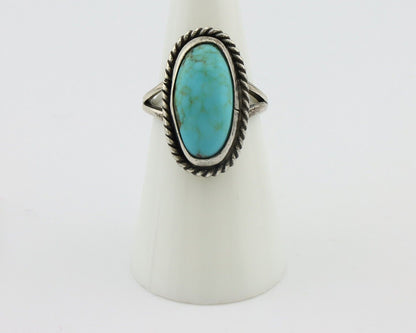 Navajo Ring 925 Silver Kingman Turquoise Native American Artist C.80's
