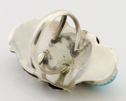 Navajo Ring 925 Silver Morenci Turquoise Native American Artist C.80's