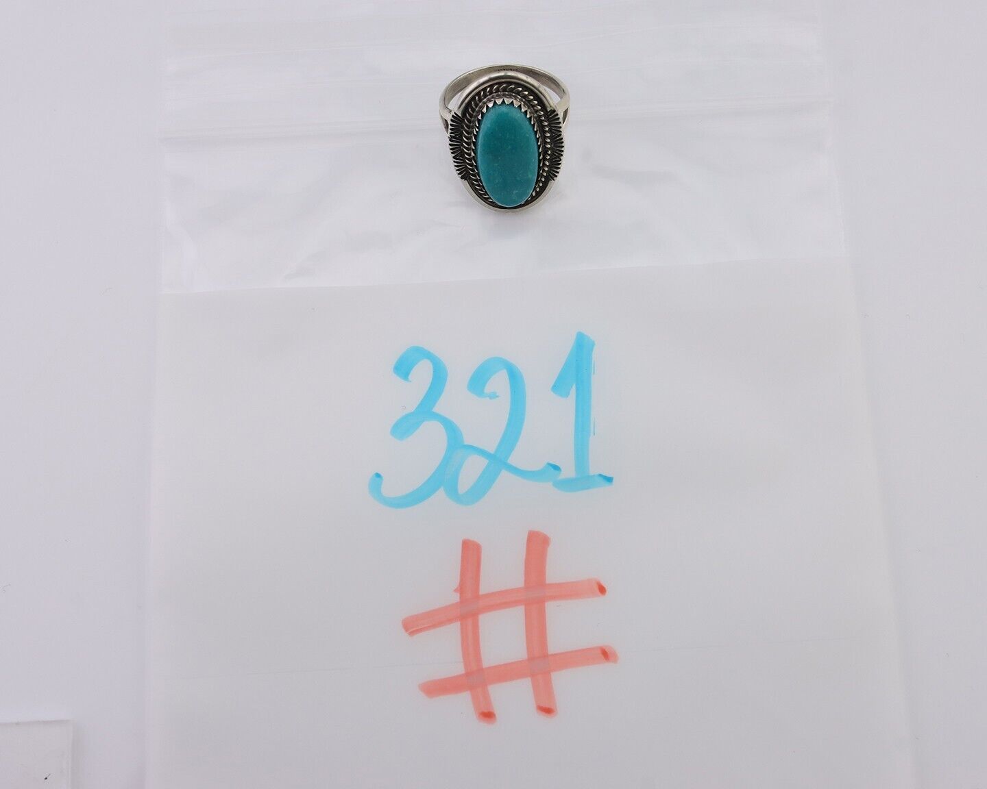 Navajo Ring 925 Silver Natural Blue Turquoise Artist Signed M BEGAY C.80's