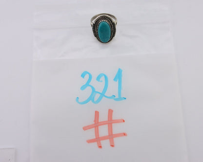 Navajo Ring 925 Silver Natural Blue Turquoise Artist Signed M BEGAY C.80's