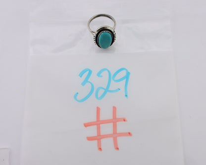 Navajo Hand Stamped Ring 925 Silver Natural Turquoise Native Artist C.80's