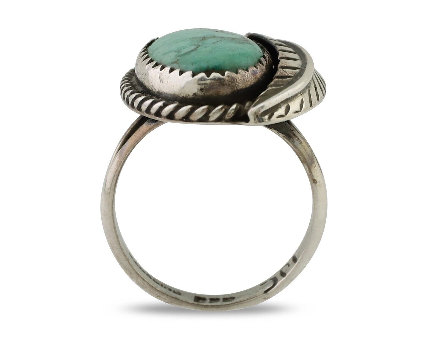 Navajo Handmade Ring 925 Silver Natural Turquoise Artist Signed IJC C.80's