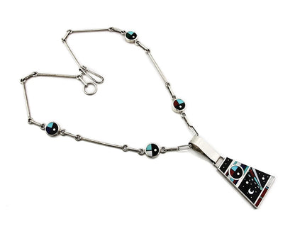 Navajo Necklace Natural Gemstone Handmade Vintage Signed H. Smith C.80's