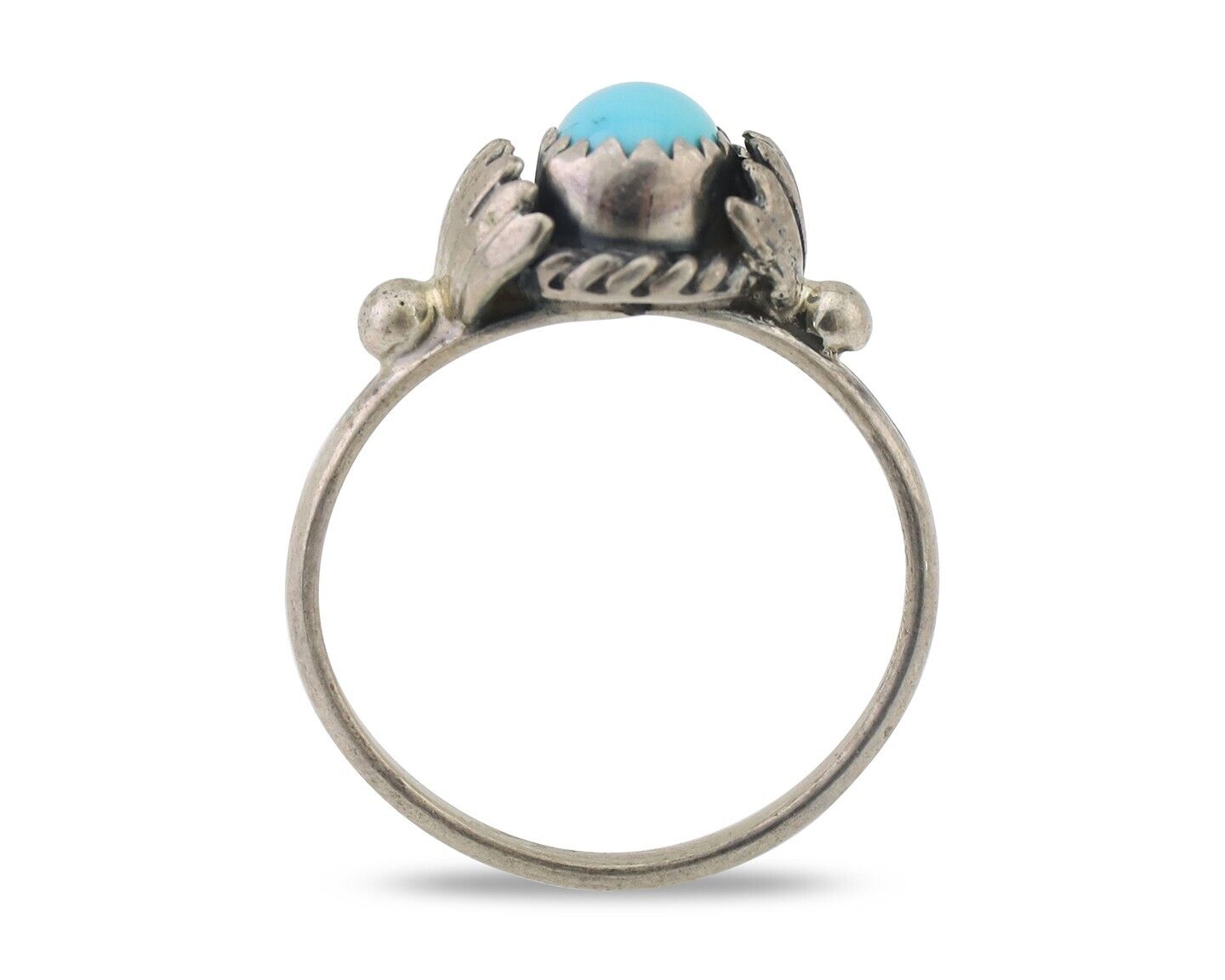Navajo Ring 925 Silver Kingman Turquoise Native American Artist Made In 1985