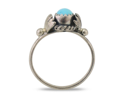 Navajo Ring 925 Silver Kingman Turquoise Native American Artist Made In 1985