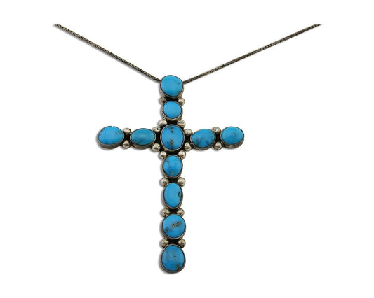 Navajo Necklace 925 Silver Natural Turquoise Native American Artist C.80's