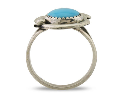 Navajo Ring 925 Silver Natural Blue Turquoise Native American Artist C.80's