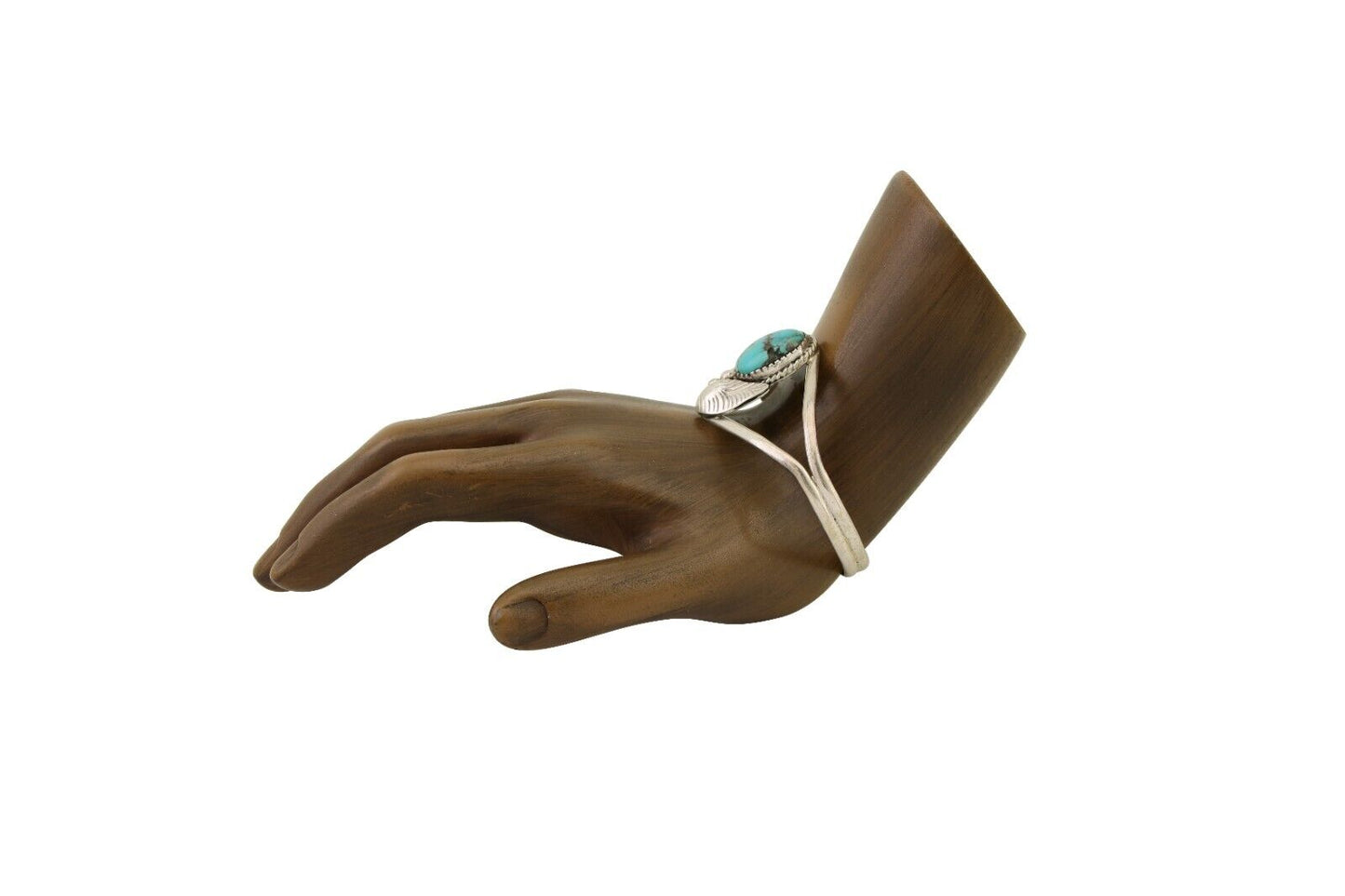 Navajo Hand Stamped Cuff Bracelet Turquoise 925 Silver Native American Artist