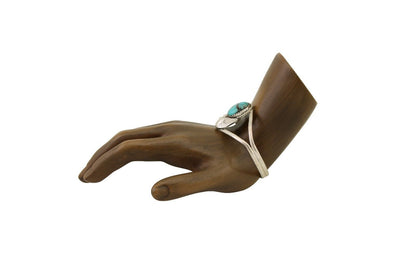 Navajo Hand Stamped Cuff Bracelet Turquoise 925 Silver Native American Artist