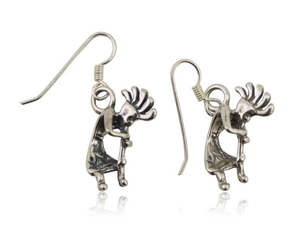 Navajo Kokopelli Dangle Earrings 925 Silver Native American Artist C.80's
