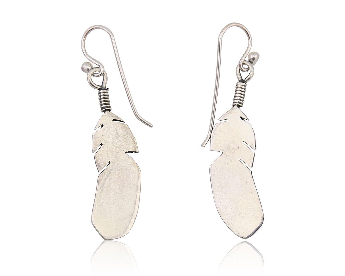 Navajo Feather Earrings 925 Silver Native American Artist C.80's