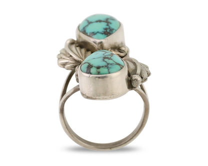 Navajo Handmade Ring 925 Silver Natural Tuquoise Artist Signed R E C.80's
