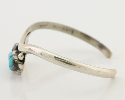 Navajo Bracelet 925 Silver Morenci Turquoise Artist Signed Frank Sandoval C.80's