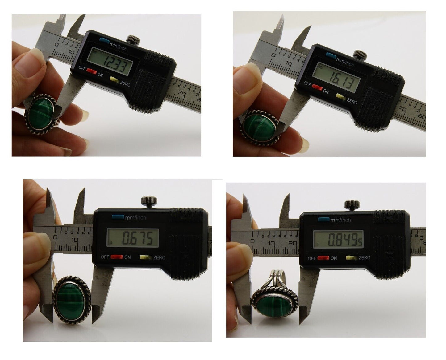 Navajo Ring 925 Silver Natural Malachite Native American Artist C.80's