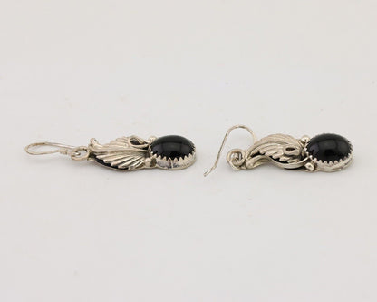 Navajo Dangle Earrings 925 Silver Black Onyx Native American Artist C.80's