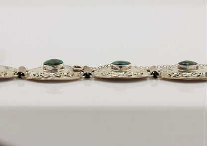 Navajo Concho Bracelet 925 Silver Turquoise Artist Signed Gilbert Tom C.80's