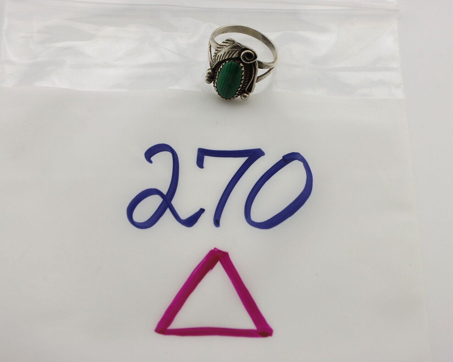 Navajo Ring 925 Silver Natural Mined Malachite Artist Signed Justin Morris C.80s