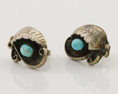 Navajo Earrings 925 Silver Natural Turquoise Native American Artist C.80's