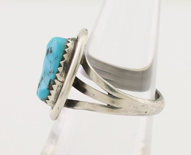 Navajo Ring 925 Silver Sleeping Beauty Turquoise Native American Artist C.80's