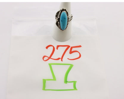Navajo Ring 925 Silver Sleeping Beauty Turquoise Signed SC C.80's