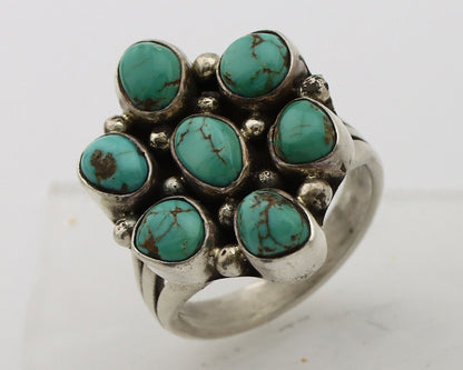 Navajo Ring 925 Silver Spiderweb Turquoise Artist Signed LP C.80's