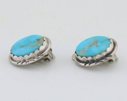 Navajo Paw Earrings 925 Silver Blue Turquoise Native American Artist C.80's