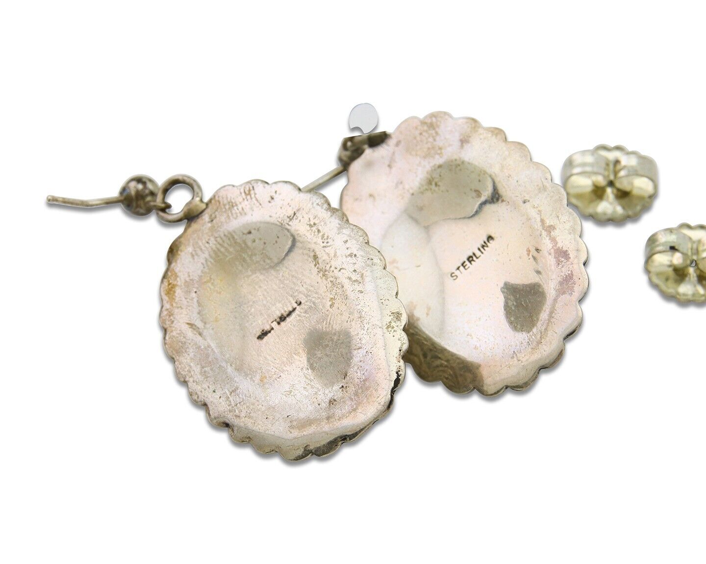 Navajo Bracelet 925 Silver Concho Hand Stamped Turquoise Native Artist C.80's