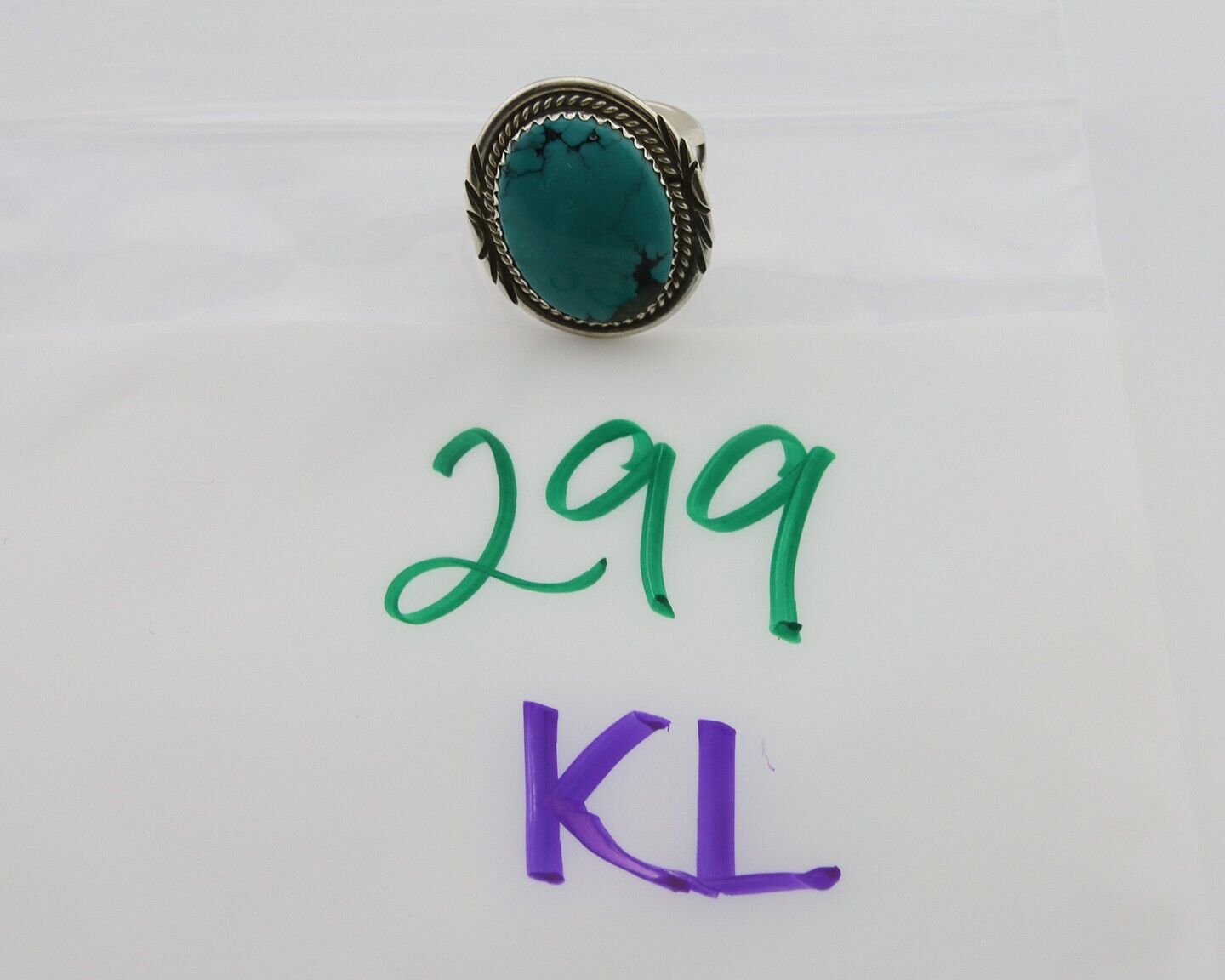 Navajo Ring 925 Silver Natural Spiderweb Turquoise Native Artist C.80's