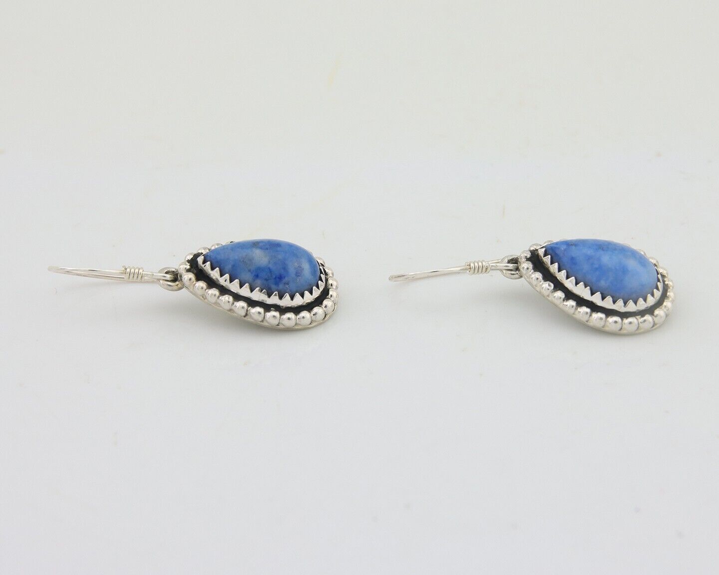 Navajo Earrings 925 Silver Blue Denim Lapis Artist Signed First Eagle C.80's